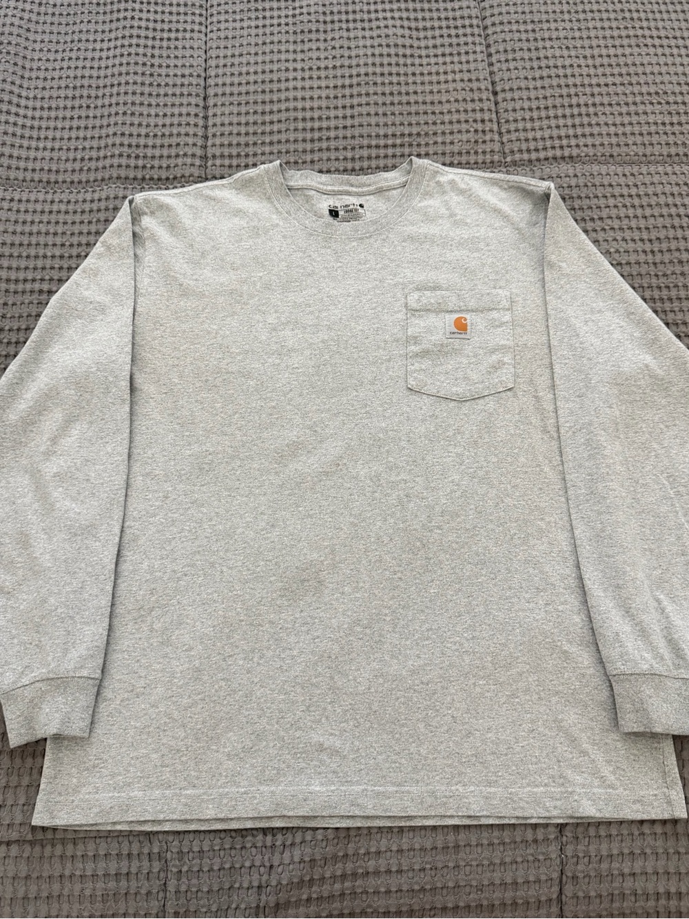 Carhartt Pocket T-Shirt – Men’s Size L Loose Fit Gray Cotton Knit Crew Neck
